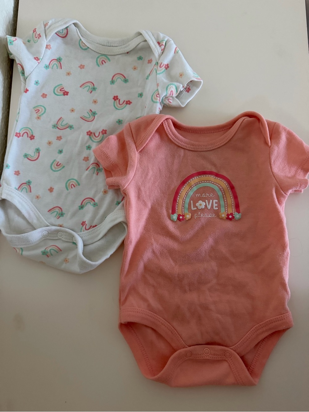 Coral Rainbow Graphic One-Piece Bodysuit - Kids 2 piece